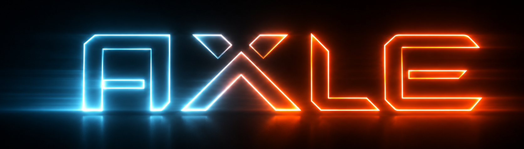 Neon sign with the word 'AXLE' on a black background